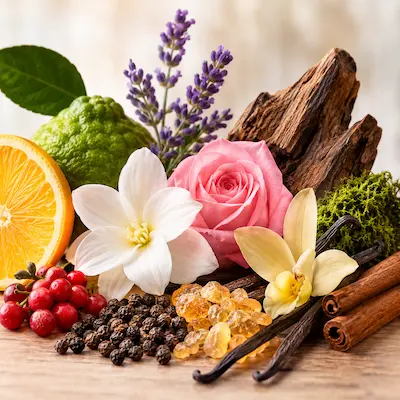نت‌های عطری شامل نت‌های گل، مرکبات، چوبی و ادویه‌ای